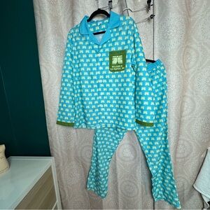 Short’s Brewery Short’s Print Men’s Blue Pajamas Long Sleeve Button Size Large